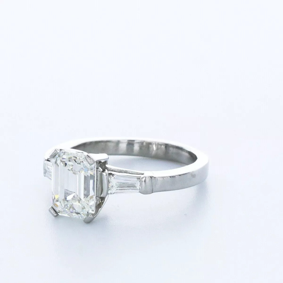 3-Stone Engagement Ring Platinum Classic 2.64 CT Emerald Lab-Grown Diamond H VS2