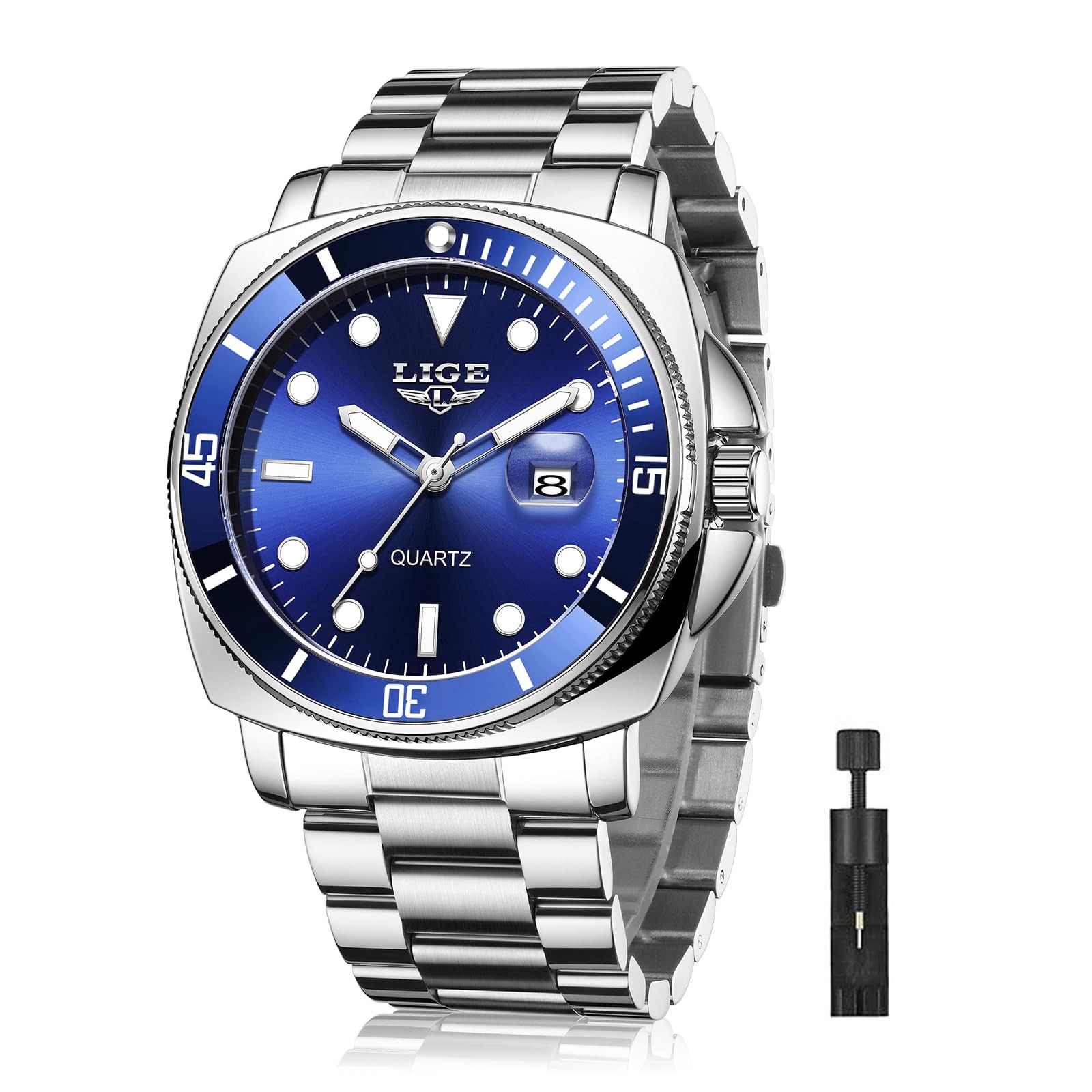 SACOSDING Quartz Watches for Men,Stainless Steel Waterproof Analog Watch,Luxu…