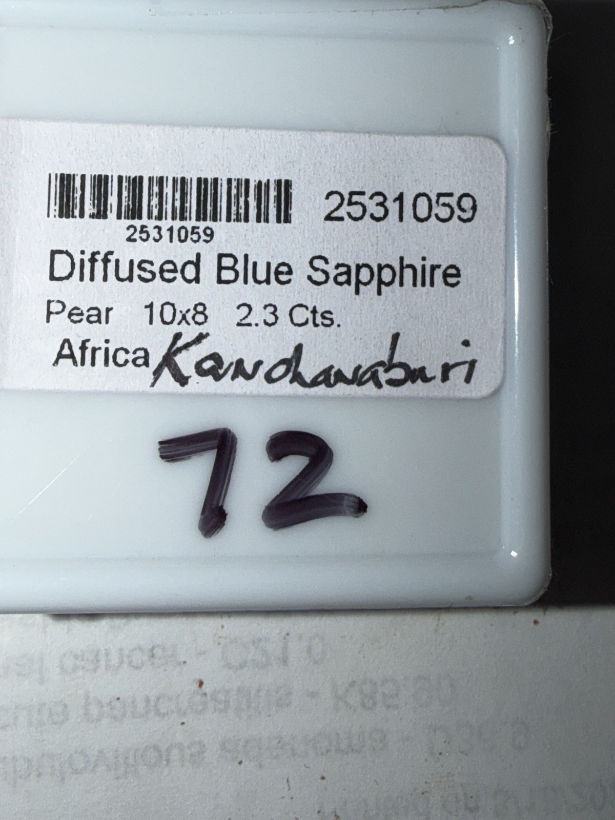 Diffused Blue Sapphire. Pear 10x8mm, 2.3cts. From Kandanabari, Africa