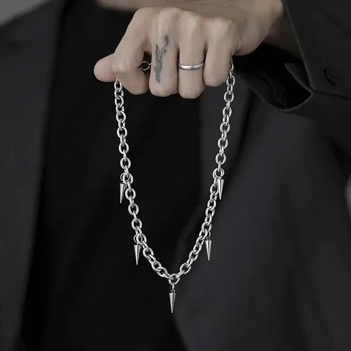Punk Hip Hop Gothic Metal Rivet Cross Choker Necklace Y2K Trendy Pendant
