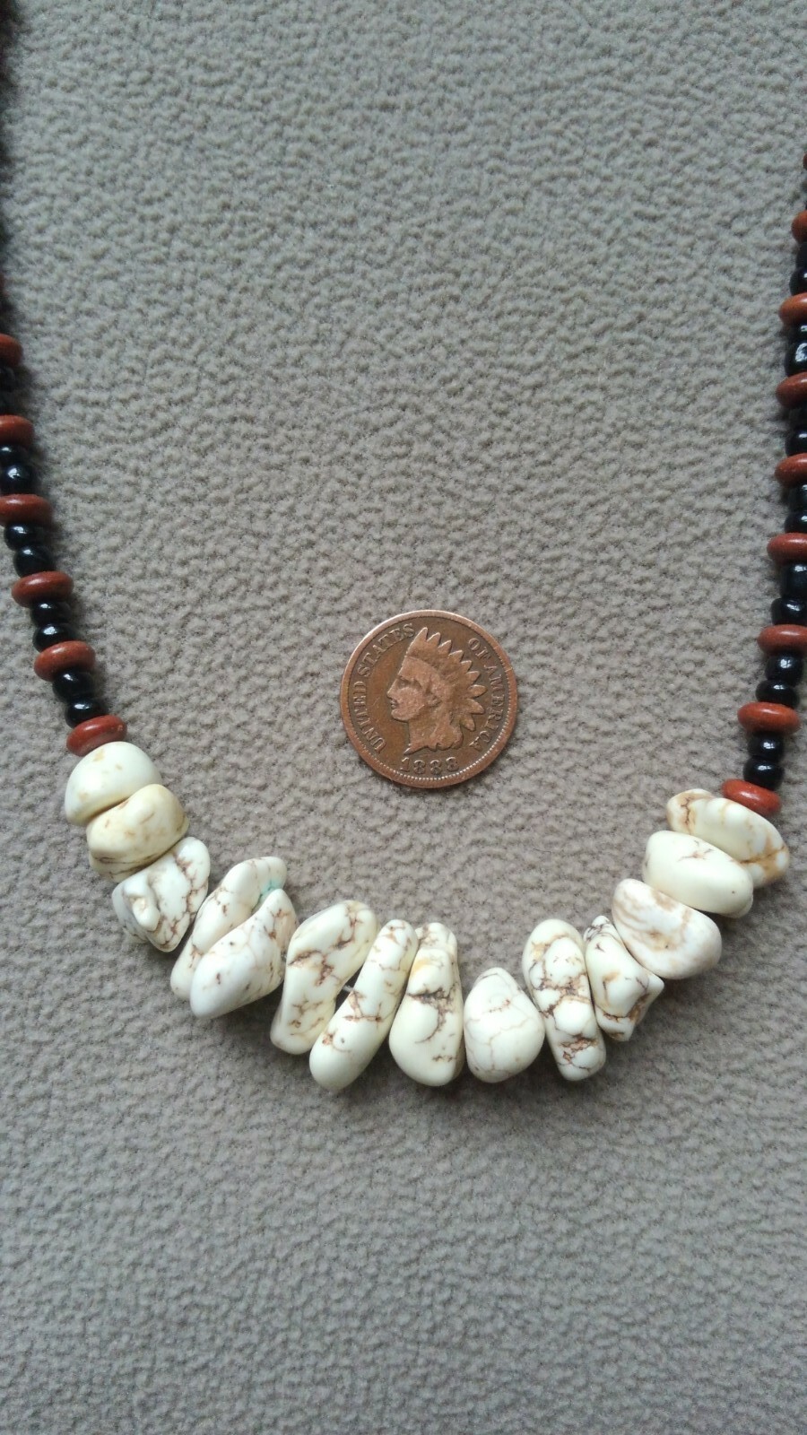 Buffalo Turquoise Necklace / 19 1/2 Inch Handmade Nugget Necklace