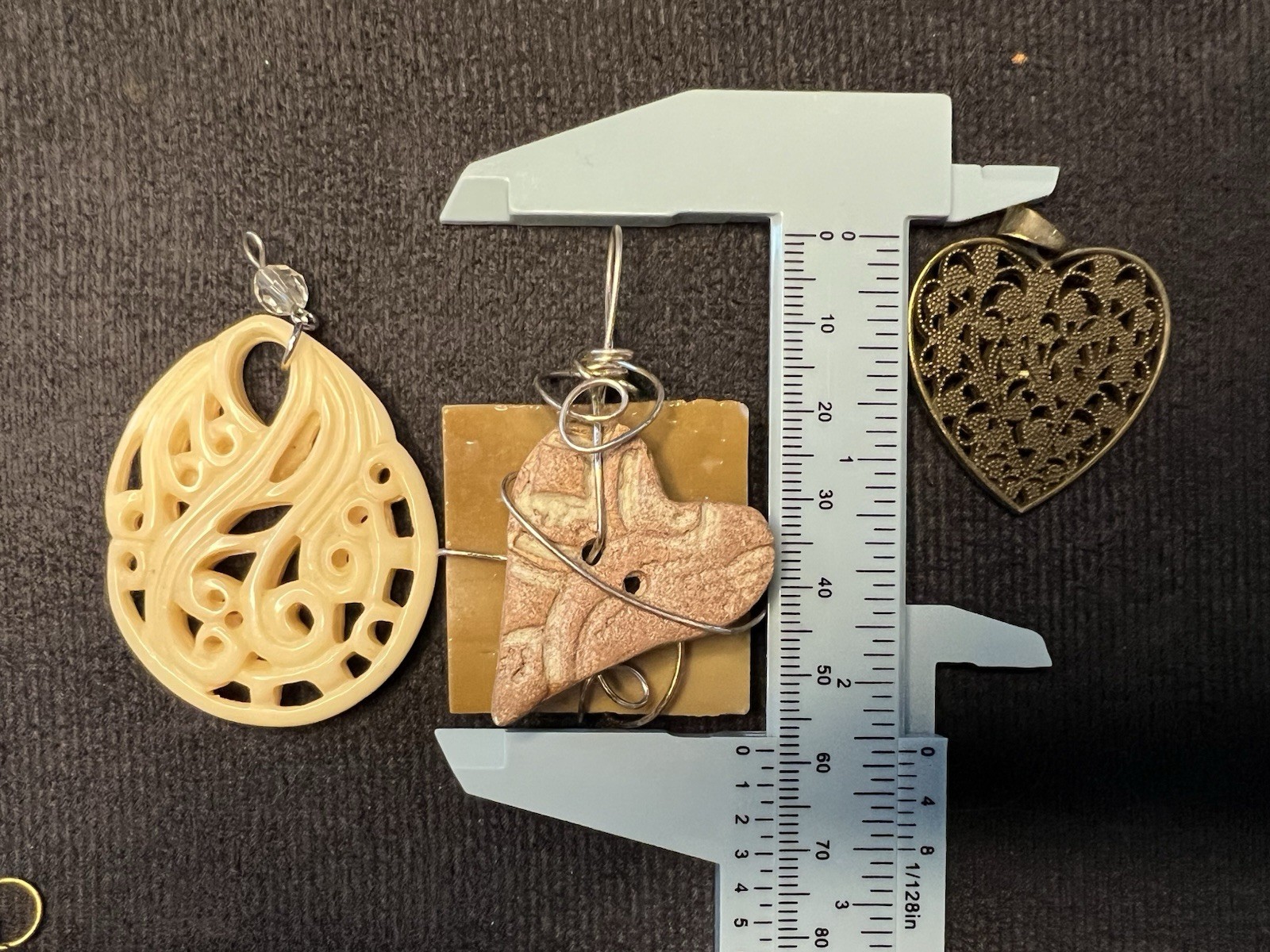 10 Pc Artisan Pendant Lot Abalone Shell Copper Stone Hearts Handmade Mixed