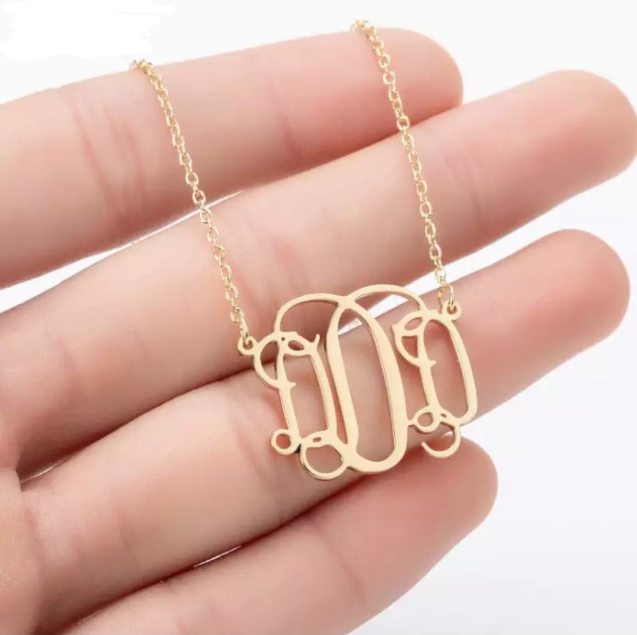 Initial A-Z Monogram Pendant Necklace Gold Plated Personalized Name 18″ N53
