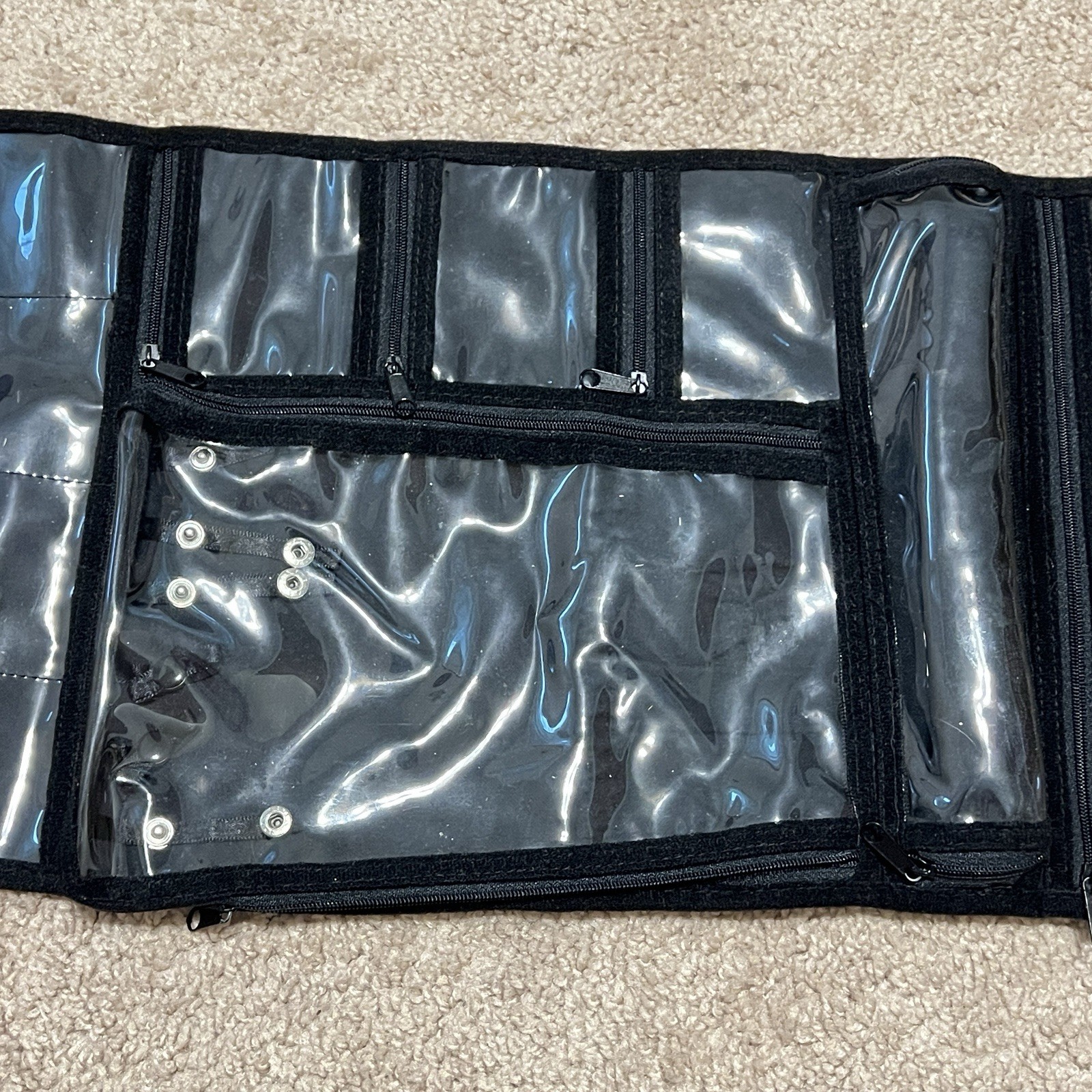 Silver Safekeeper Anti Tarnish Travel Jewelry Organizer Hanging Roll Pouch Black