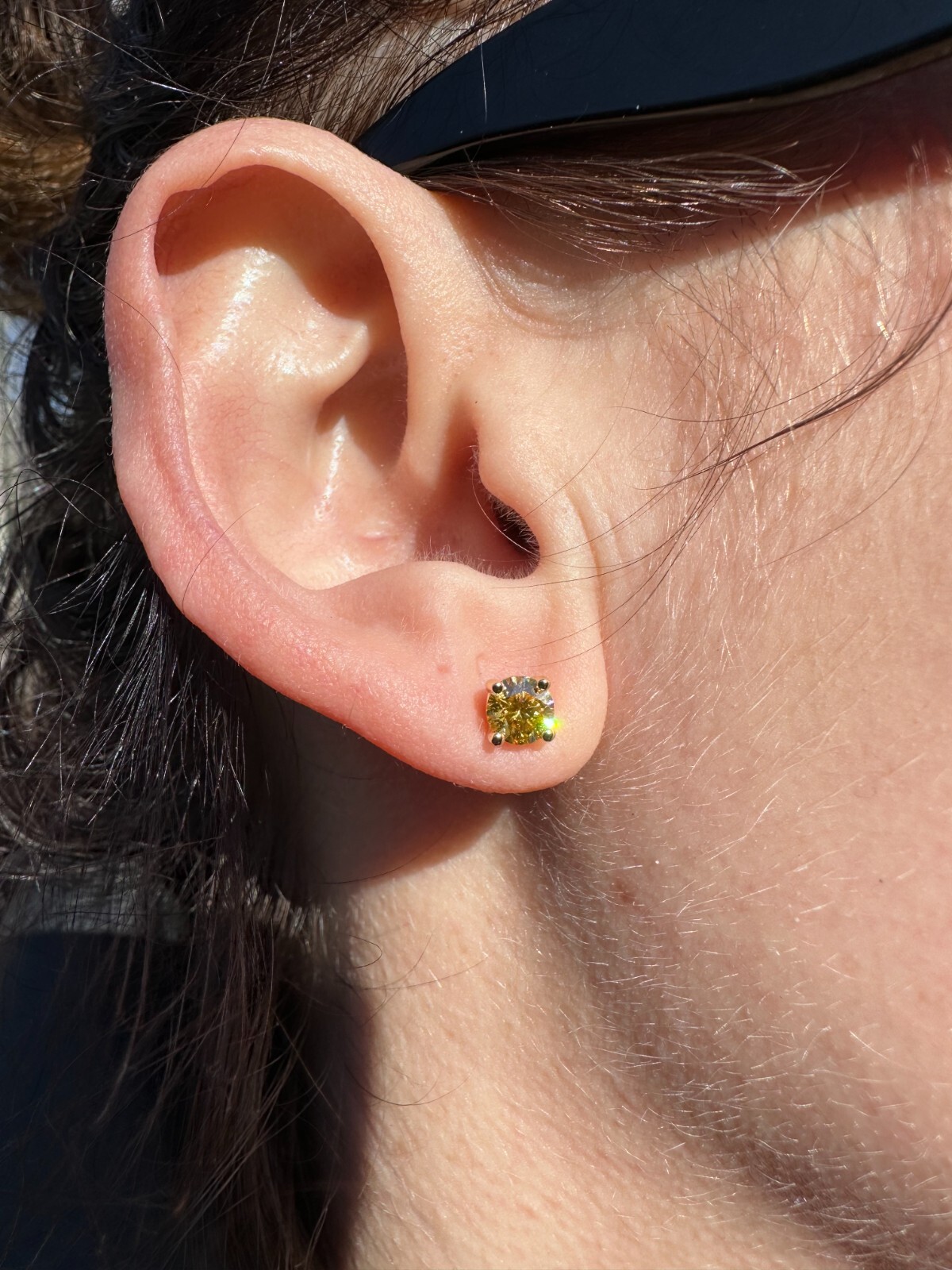 Real Canary Yellow Moissanite Screwback Stud Earrings 925 Silver 3-8mm Pass Test