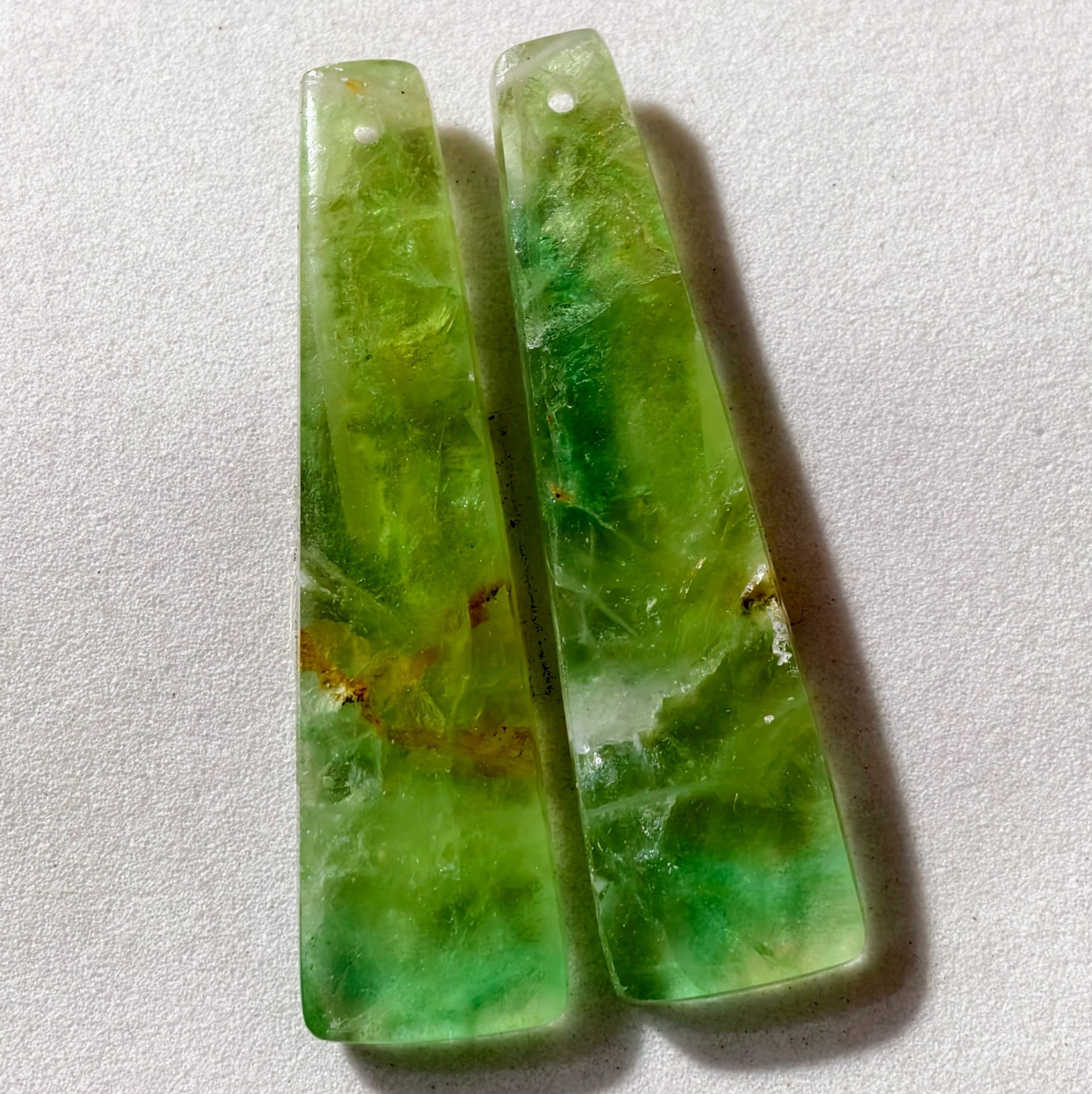 44 Cts Natural Fluorite Drilled Match Pair Cabochon Gemstone 43.1 X 11.7 MM