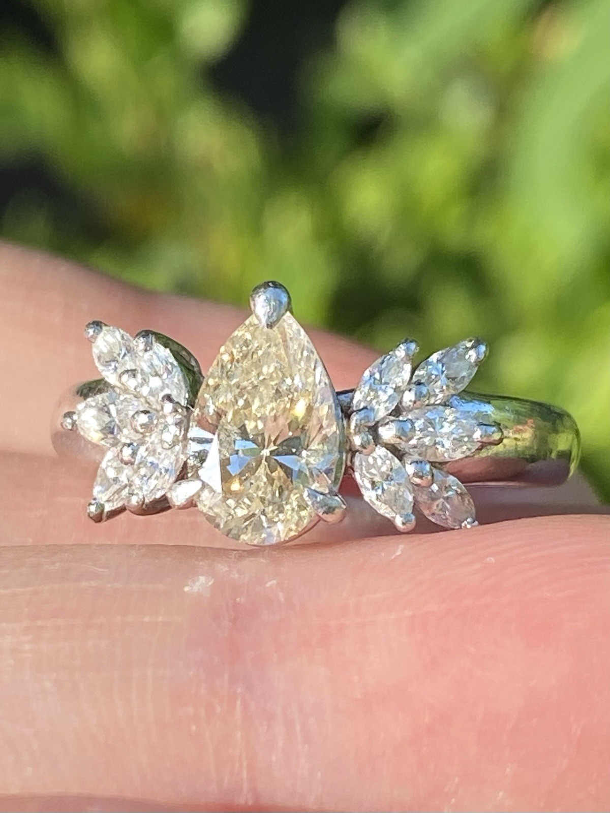 Gorgeous 1.53CTW 100% Natural Fancy Yellow & White Diamond Platinum Ring
