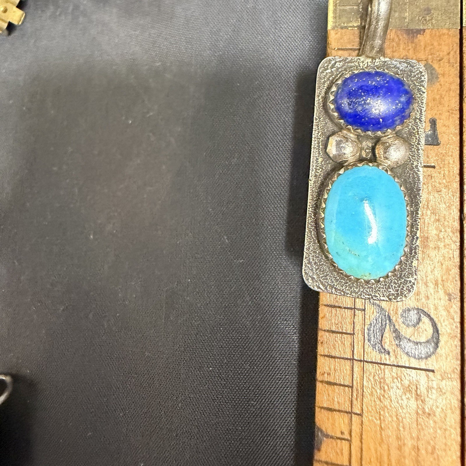 Mitchell Calabaza CLBZ Sterling Signed Turquoise Lapis Pendant