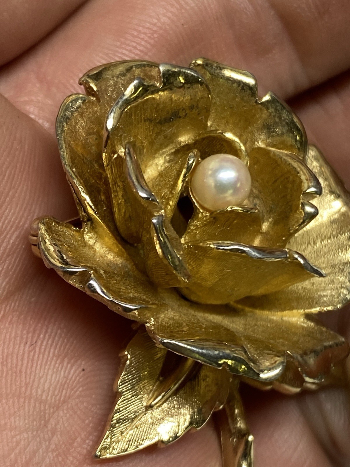 Boucher Faux Pearl Rose Brooch Signed/ Numbered Vintage