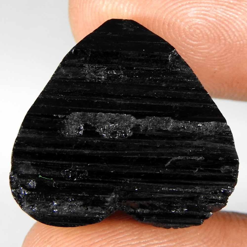 39.05CtsNatural Black Tourmaline Heart Druzy Cabochon(21x20x9)Loose Gemstone