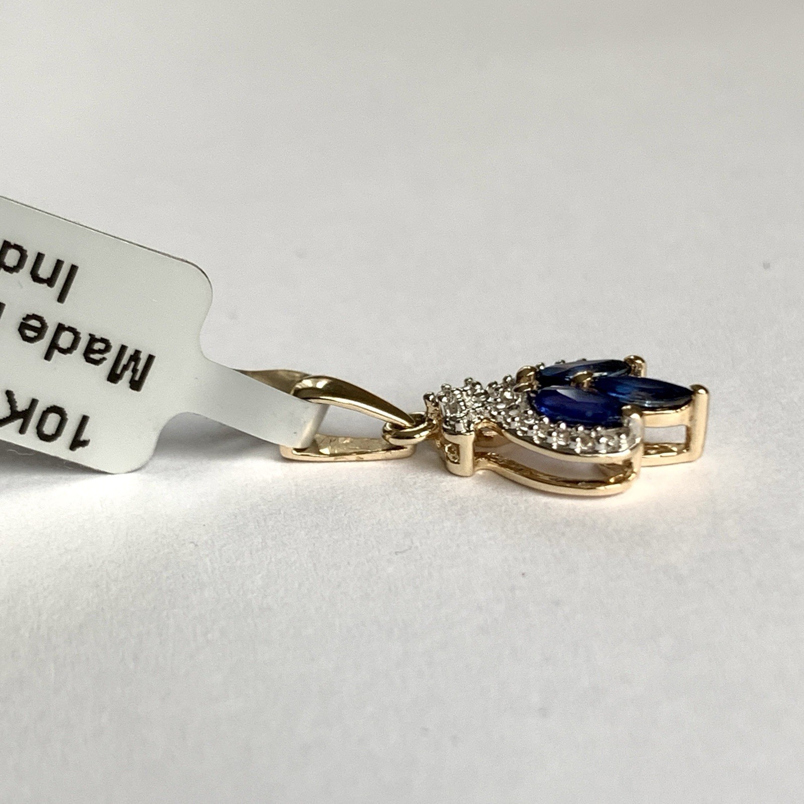 10ct Gold Sapphire Topaz Pendant 10k 417 Hallmarked 9ct 9K 375 1.85g 24 X 12mm