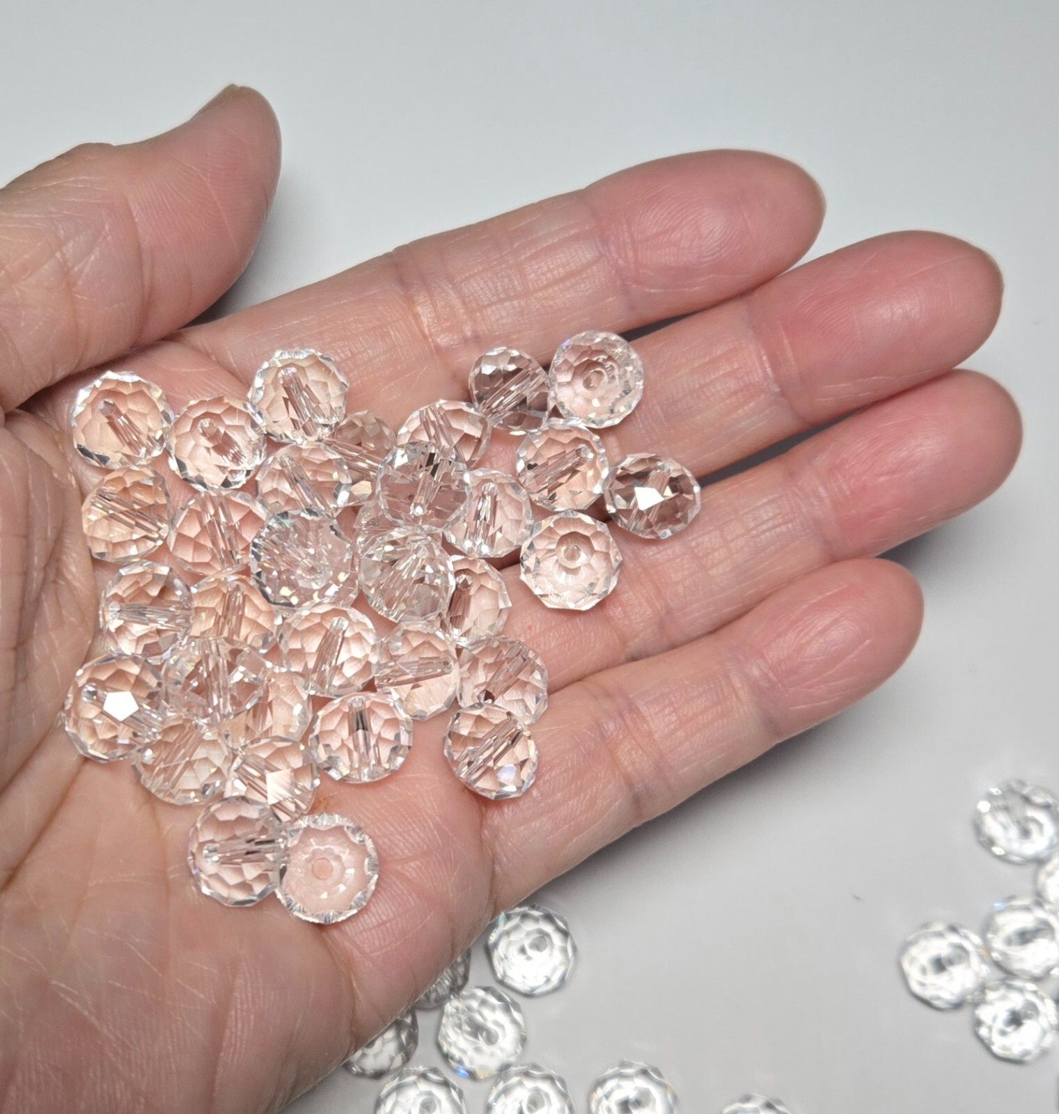 Crystal Beads 6x8mm Beads for Jewelry Making Bulk 180 pcs Clear White Roundelle