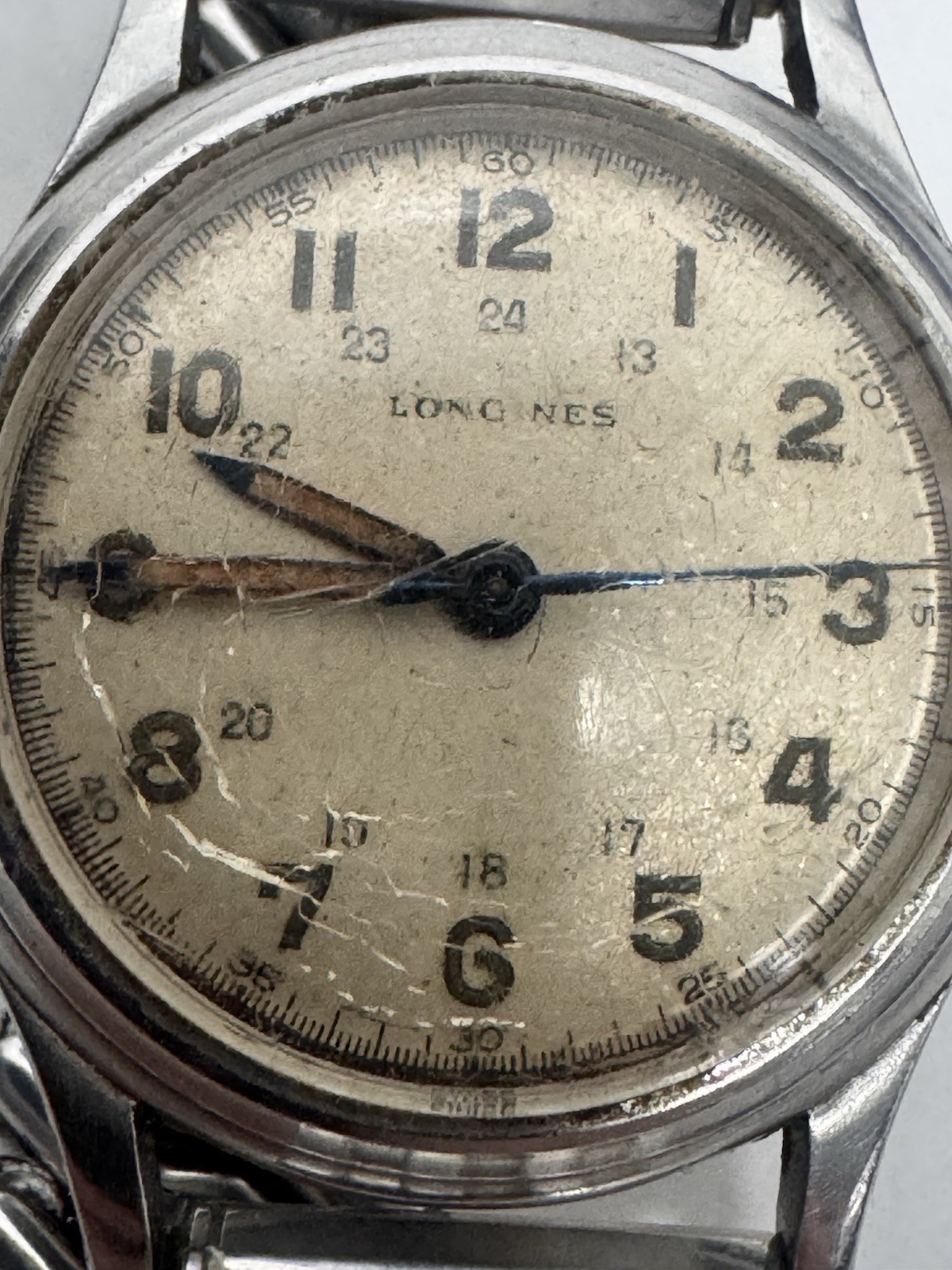Vintage 1945 Longines WWII Military watch 24 hour dial Caliber 10L 33mm