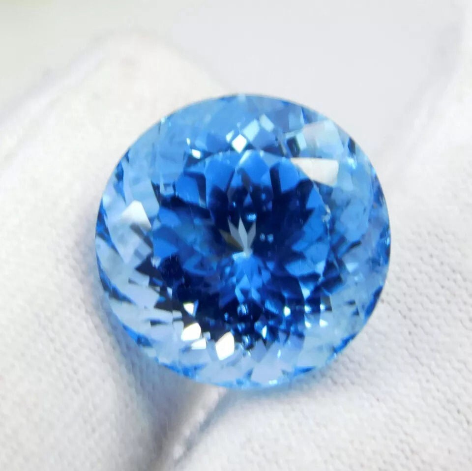 AAA+ Certified 20.00 Ct Natural Ceylon Blue Sapphire Round Cut Loose Gemstone