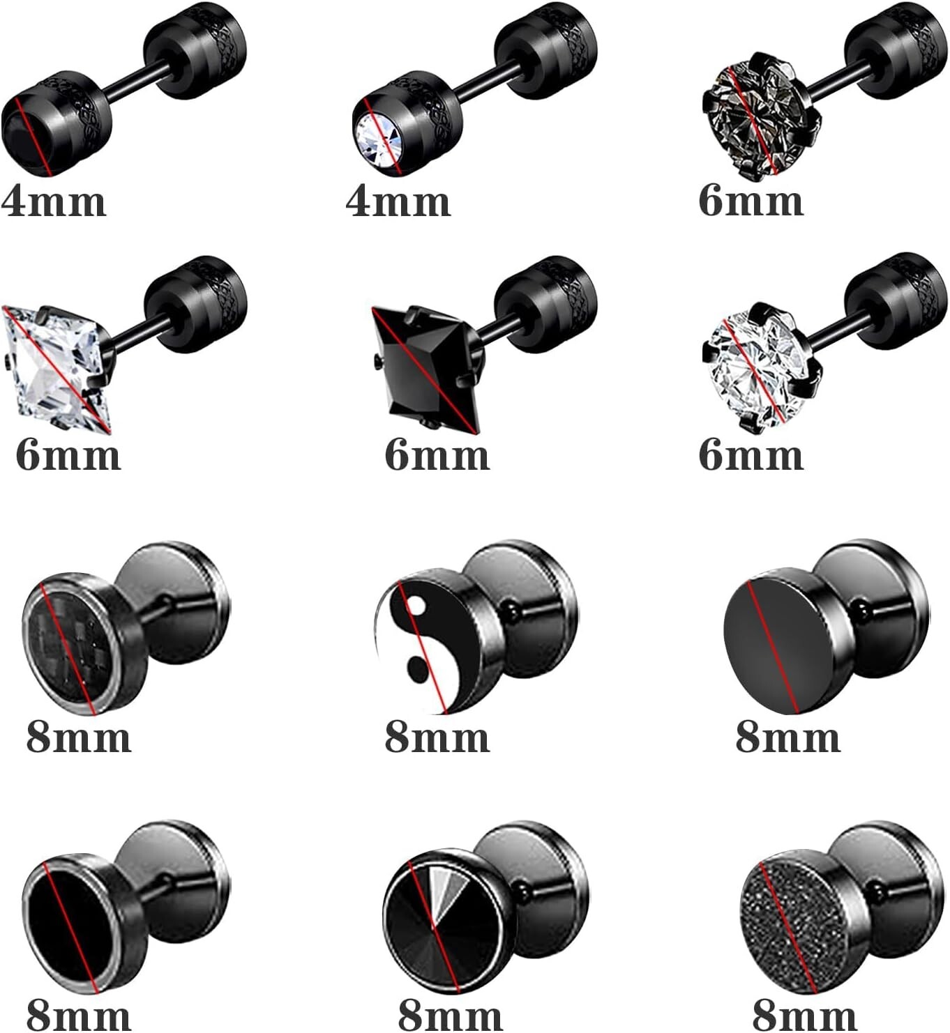 Aretes De Iman Para Hombre Set De Pendientes Acero Inoxidable Hipoalergénico New