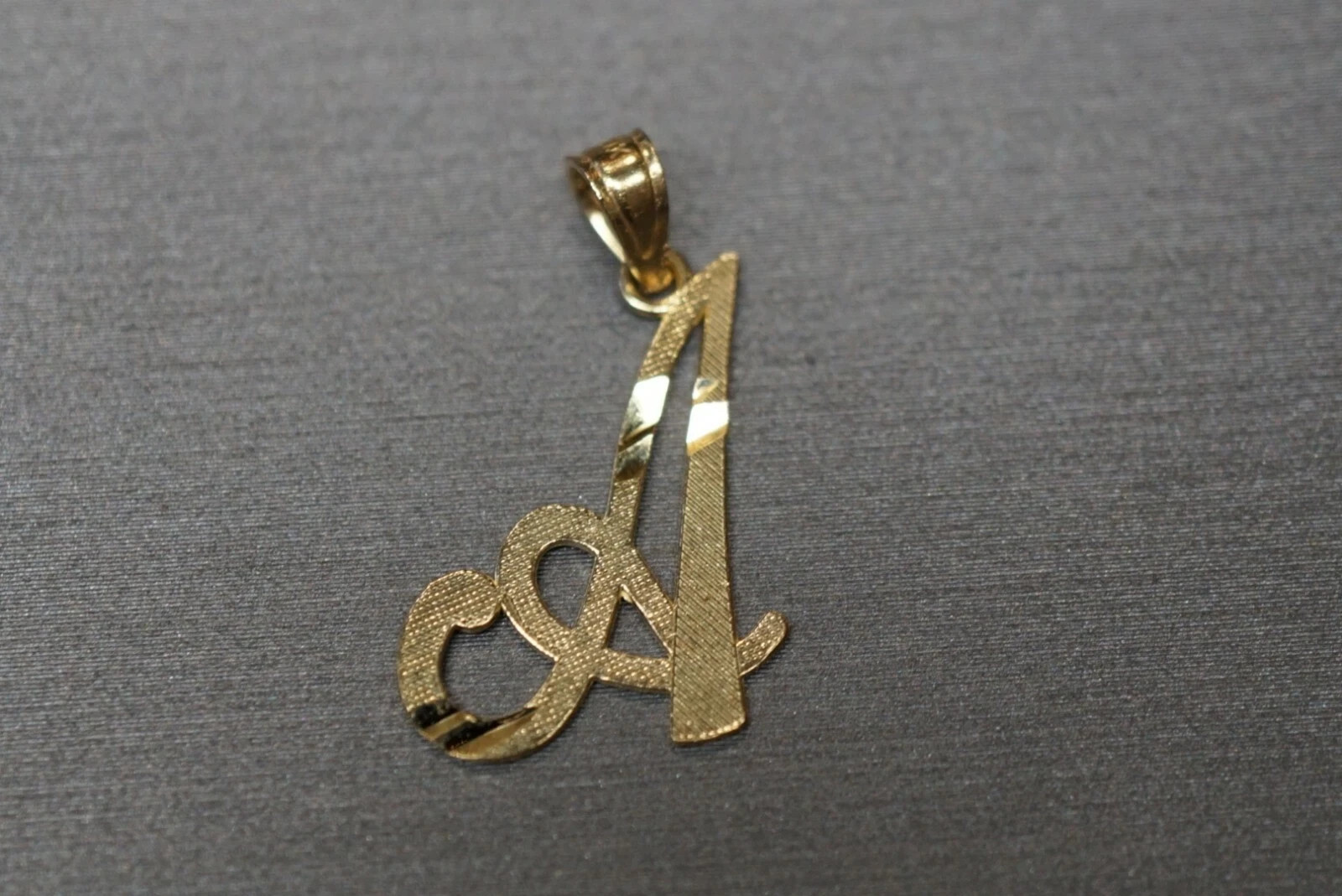 Small Tiny 10K Gold Alphabet Diamond Cut Initial Charm A B C D E F Y Z Pendant.