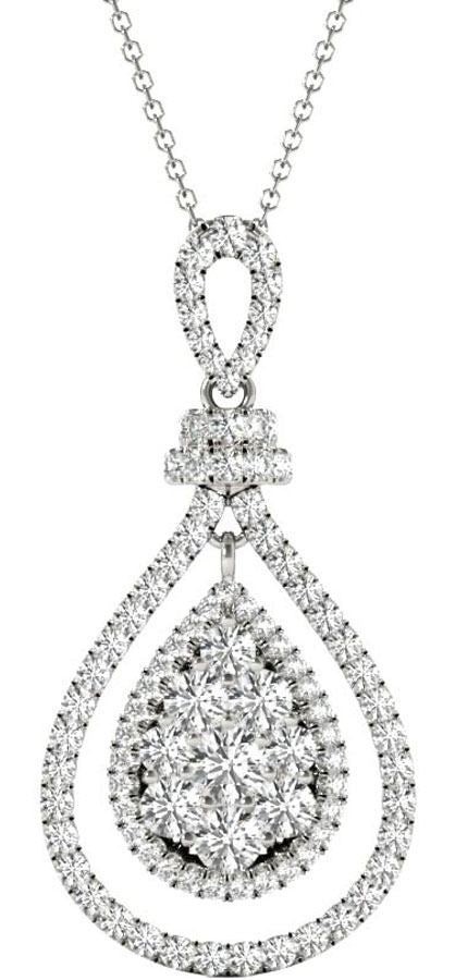 1.03ct Natural Diamond Pendant 18K White Gold Oval Necklace F-G VS-SI1 16″ Gift
