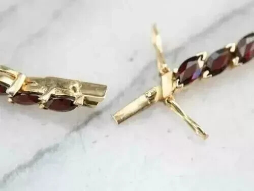 12ct Marquise Lab Created Garnet Diamond Tennis Bracelet 14K Yellow Gold Plated