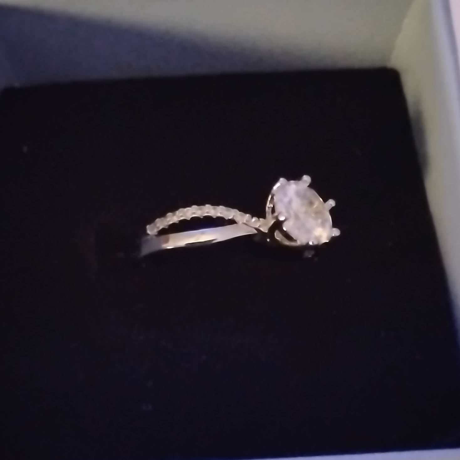 Moissanite Solitaire Engagement Ring Size 6 To 8 Accent Band 2mm