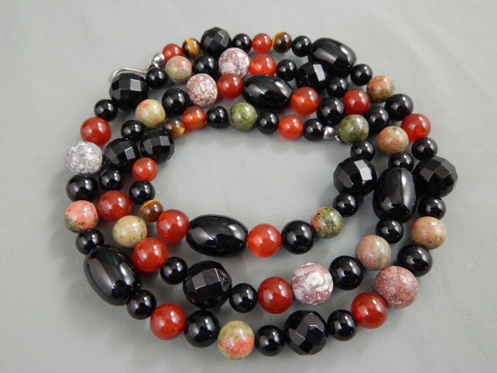 DTR 925 Mine Finds by Jay King Multi Gemstone Onyx Carnelian Bead Necklace 36″