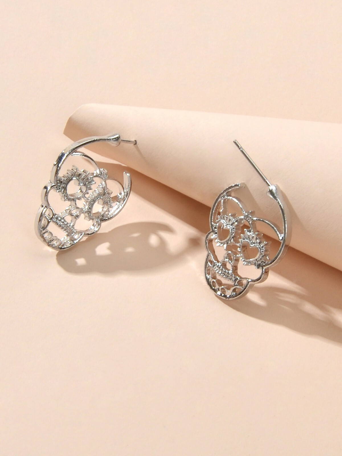 Punk Goth Hip Hop Style Jewelry Skull Head Small Stud Grunge Rock Earrings Gift