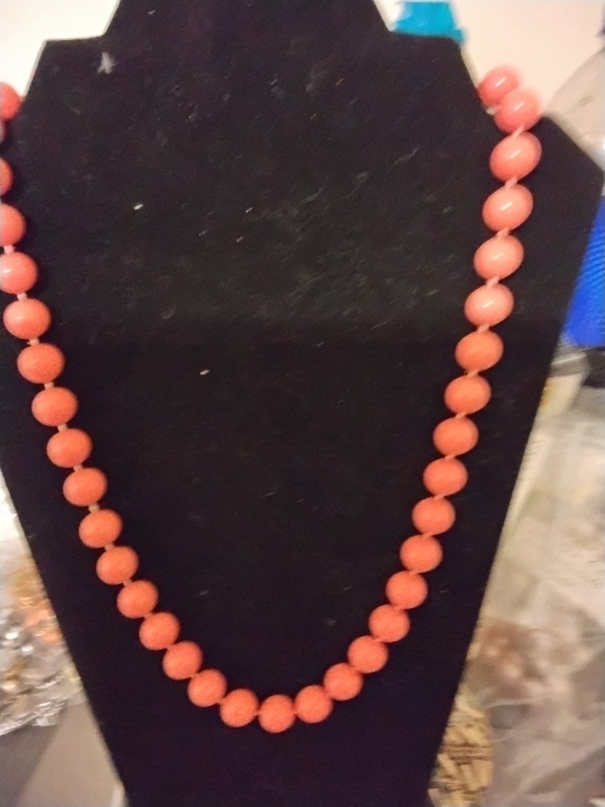 Pink Plastic Beaded Necklace – Ball/Bead Chain, Round Beads, No Stone