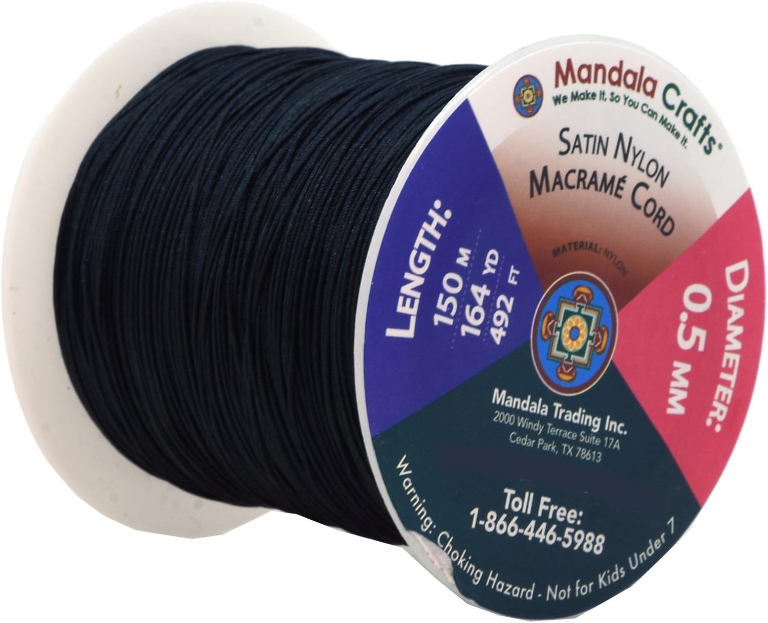 Versatile 164 Yards 0.5mm Black Nylon String – Ideal for Jewelry & DIY Crafts