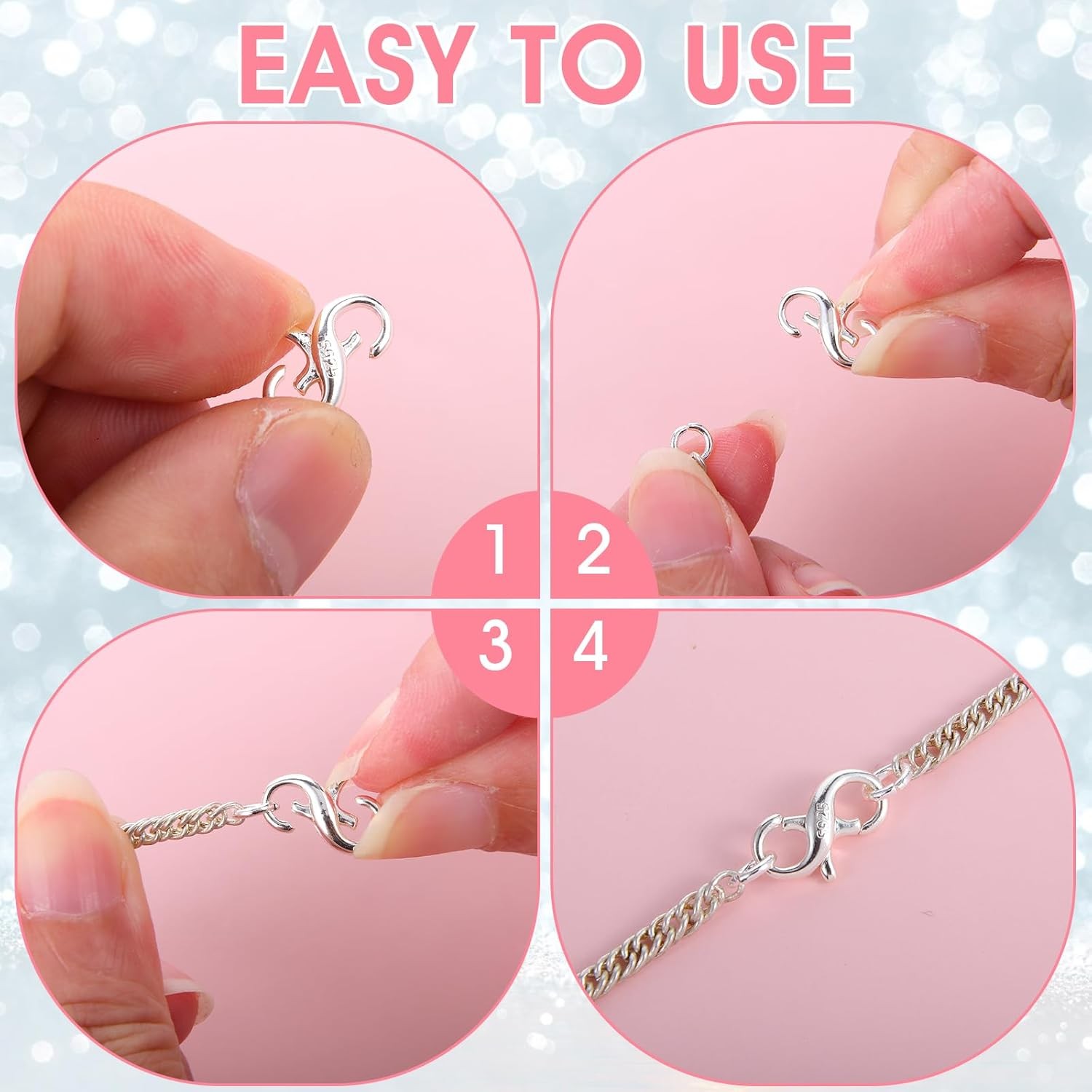 Lobster Clasp Necklace Bracelet Extender 925 Sterling Silver Connector Claw New