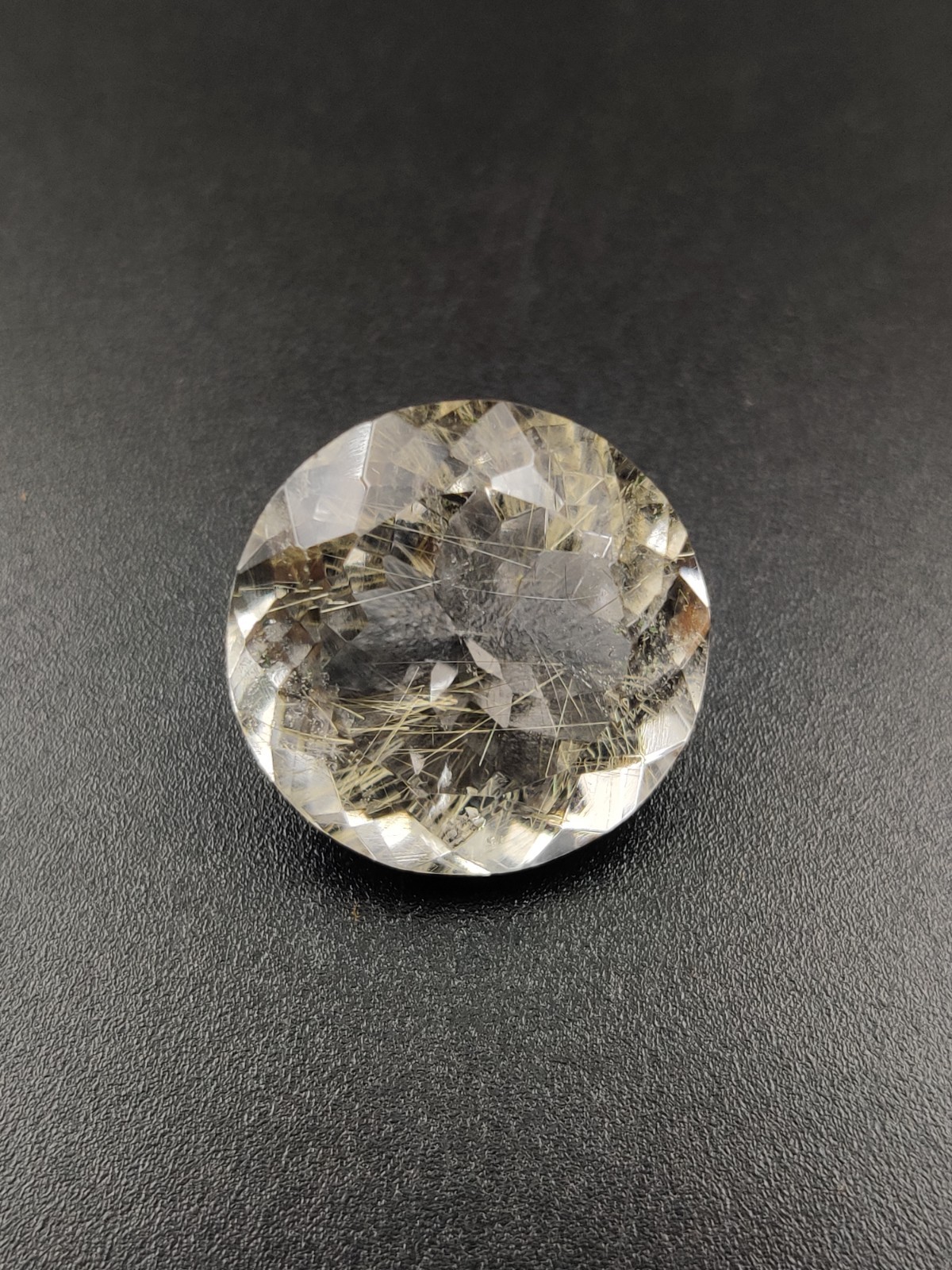 13.20 Ct Natural Rutilated Quartz Faceted Cut Round Gemstone 16mm W00232