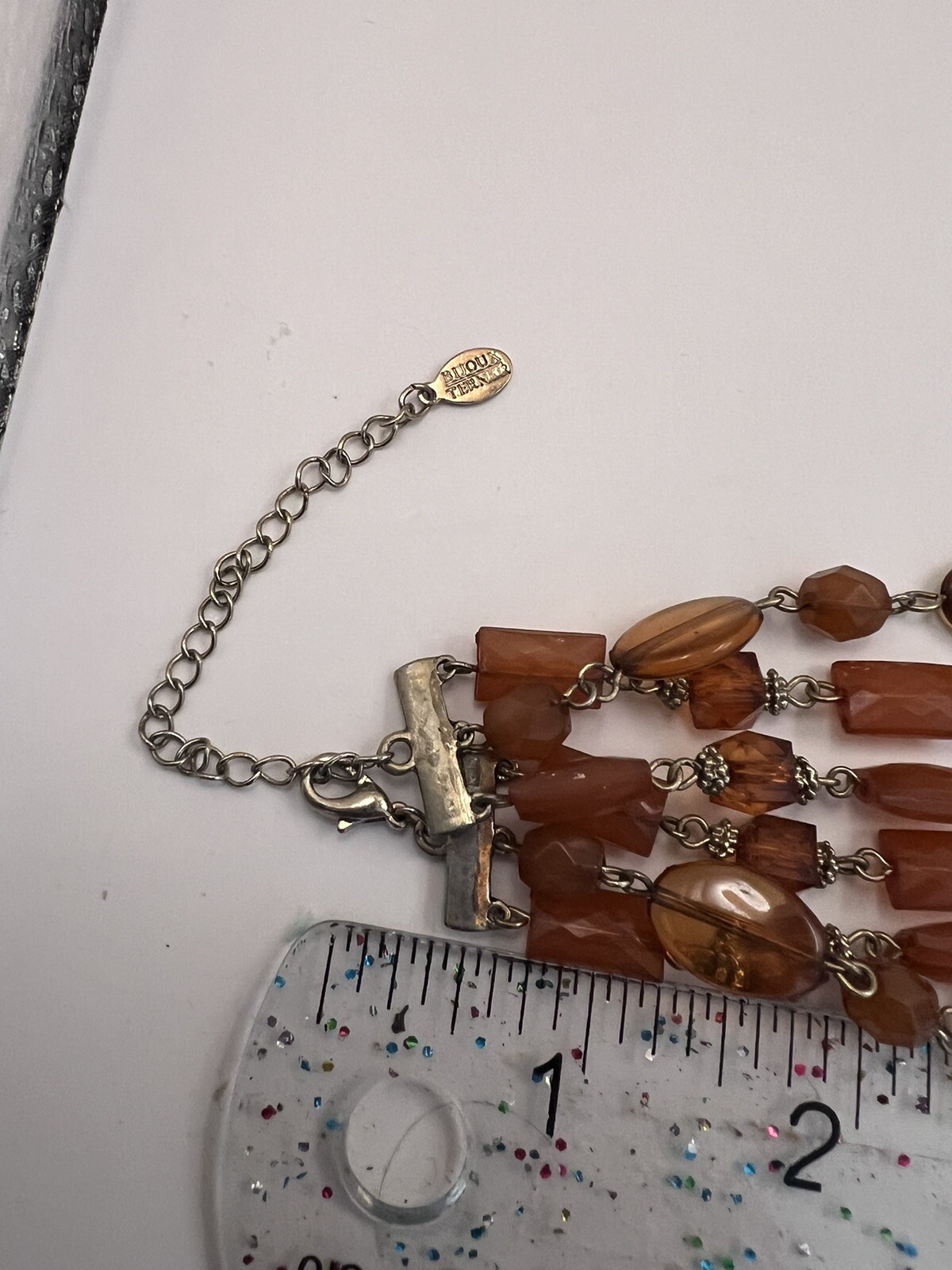 Vintage Bijoux Chunky Necklace Terner Triple Strand Acrylic Orange Choker Beaded