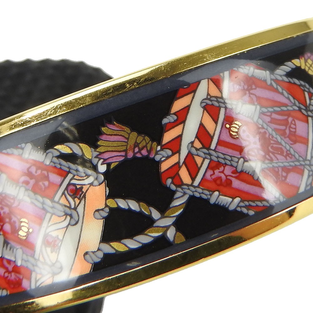 USED HERMES bracelet Emilel GM metal 36.3g multicolor black drum