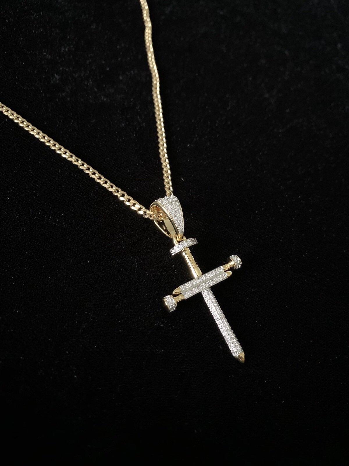 Real 18K Gold Lab Diamonds CROSS Pendant Chain Necklace *LIFETIME WARRANTY*