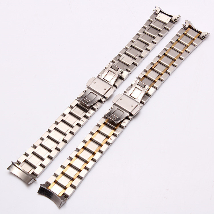 Solid Stainless Steel Watch Band Strap Metal Curved End 19/20/21mm for Longines