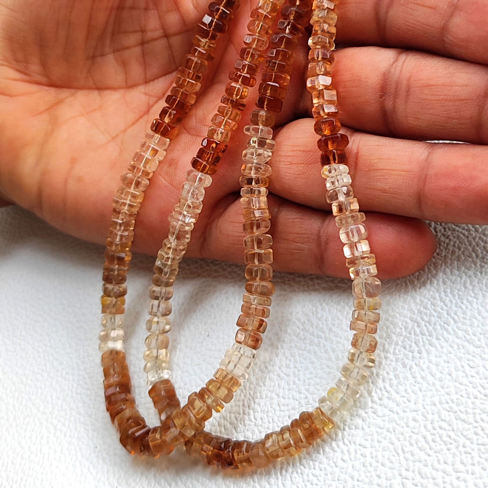 Natural Brazil Imperial Topaz 5mm Faceted Bolt Shape Beads 16″ Gem Strand