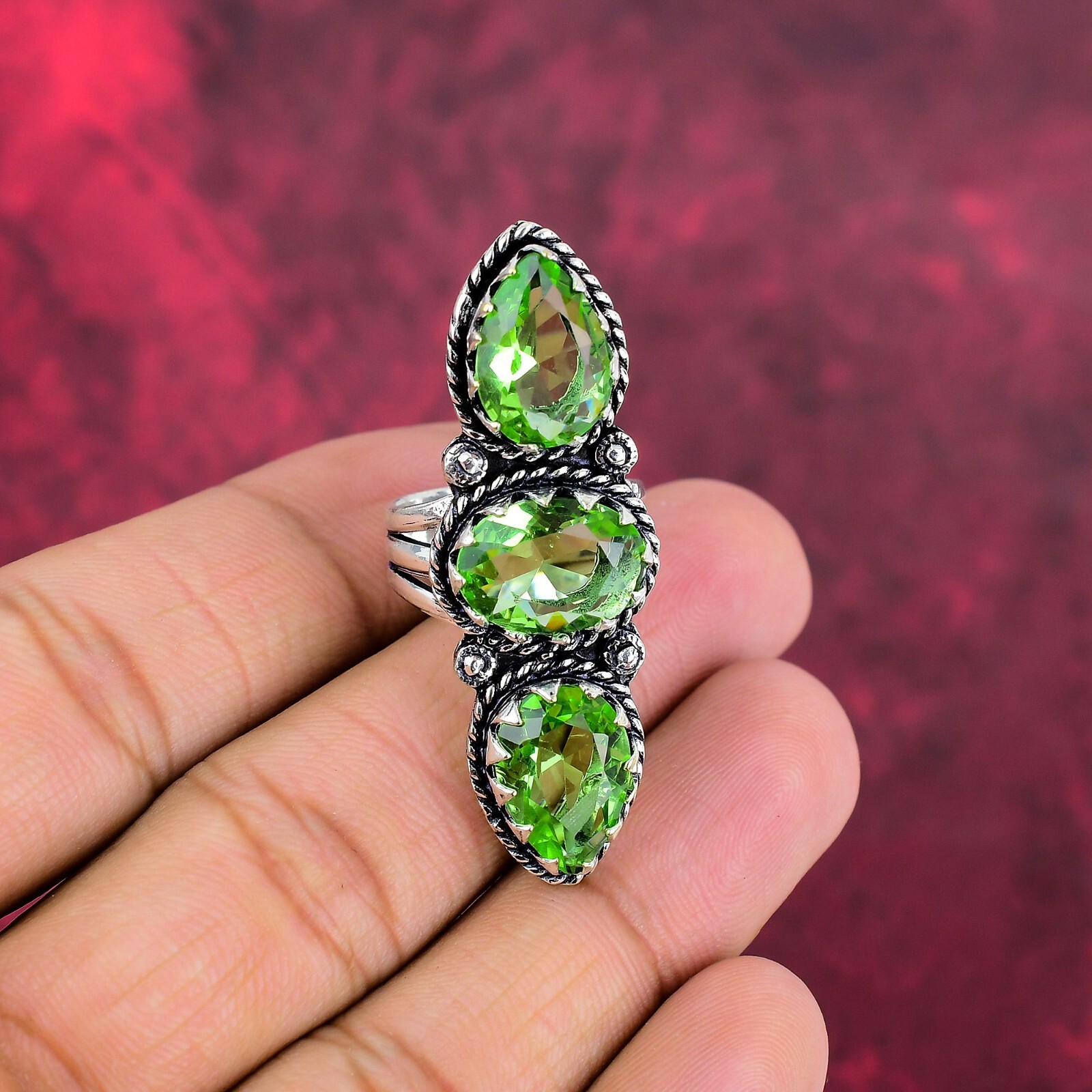 Peridot Gemstone Handmade 925 Sterling Silver Ring Jewelry