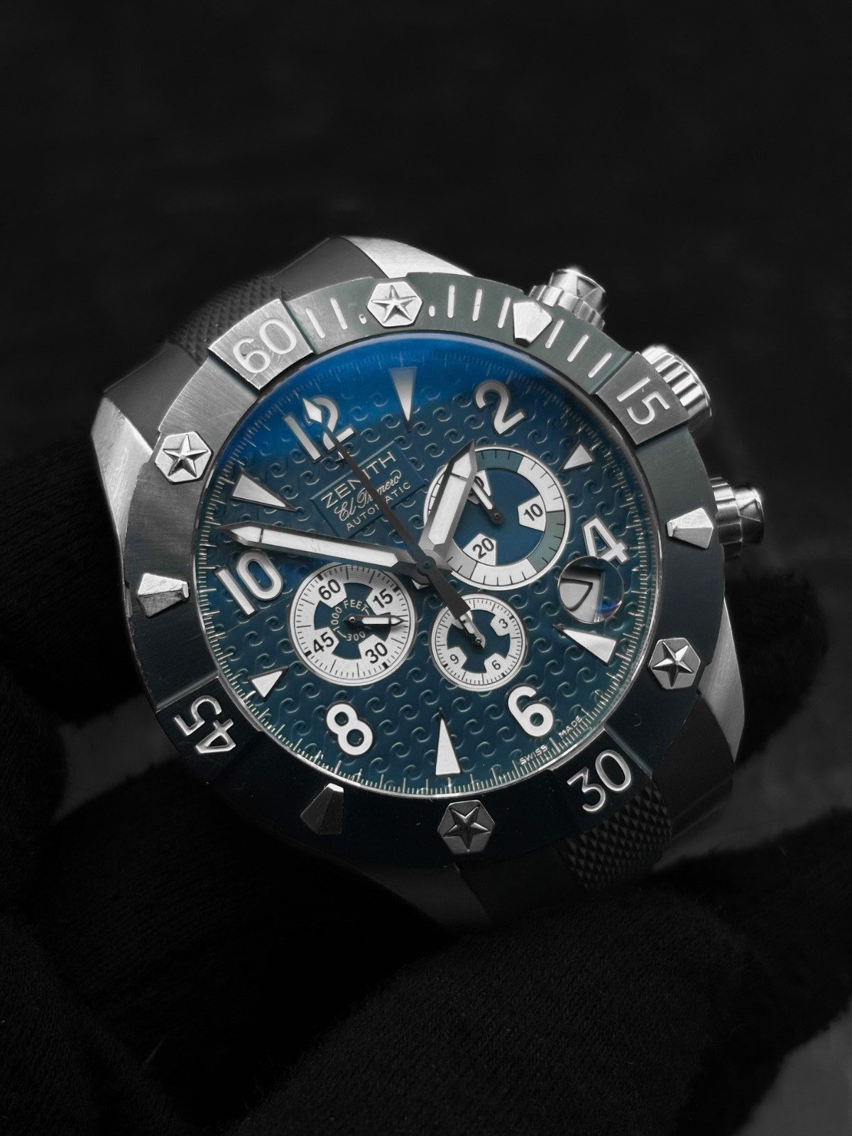 Zenith Defy Classic Sea Chronograph 46.5MM Blue Dial Rubber Strap Rare 1/200