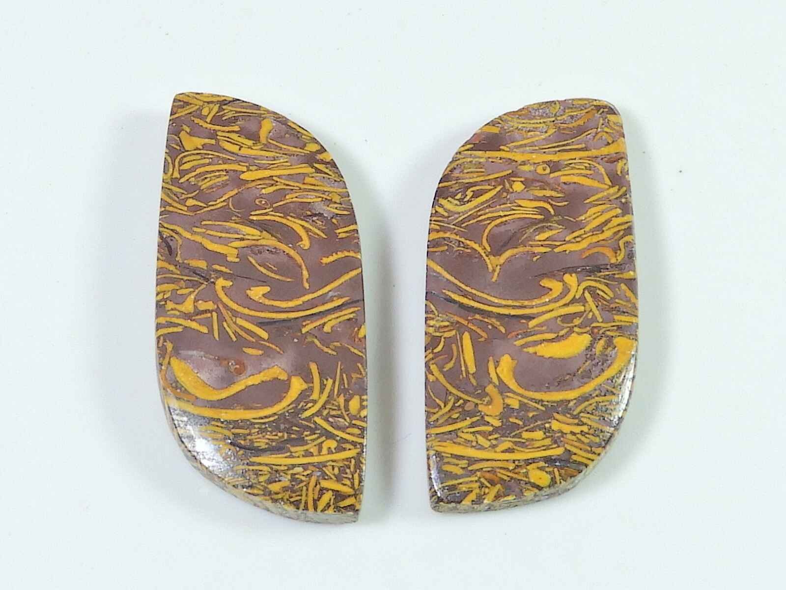 16X35X04 MM Natural Mariam Jasper Matched Pair Fancy Cabochon Gemstone 57Cts n58