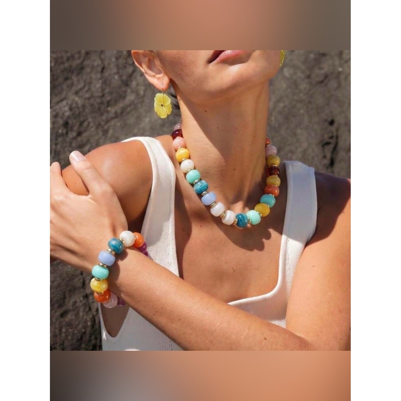 Colorful Bead Necklace & Bracelet Set