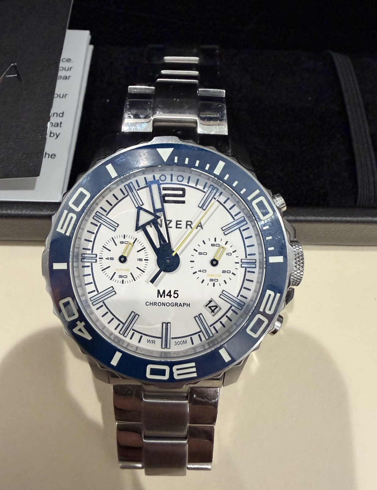 Panzera M45 Chronograph 300M Dive Watch Full Kit Box Papers Extra Links