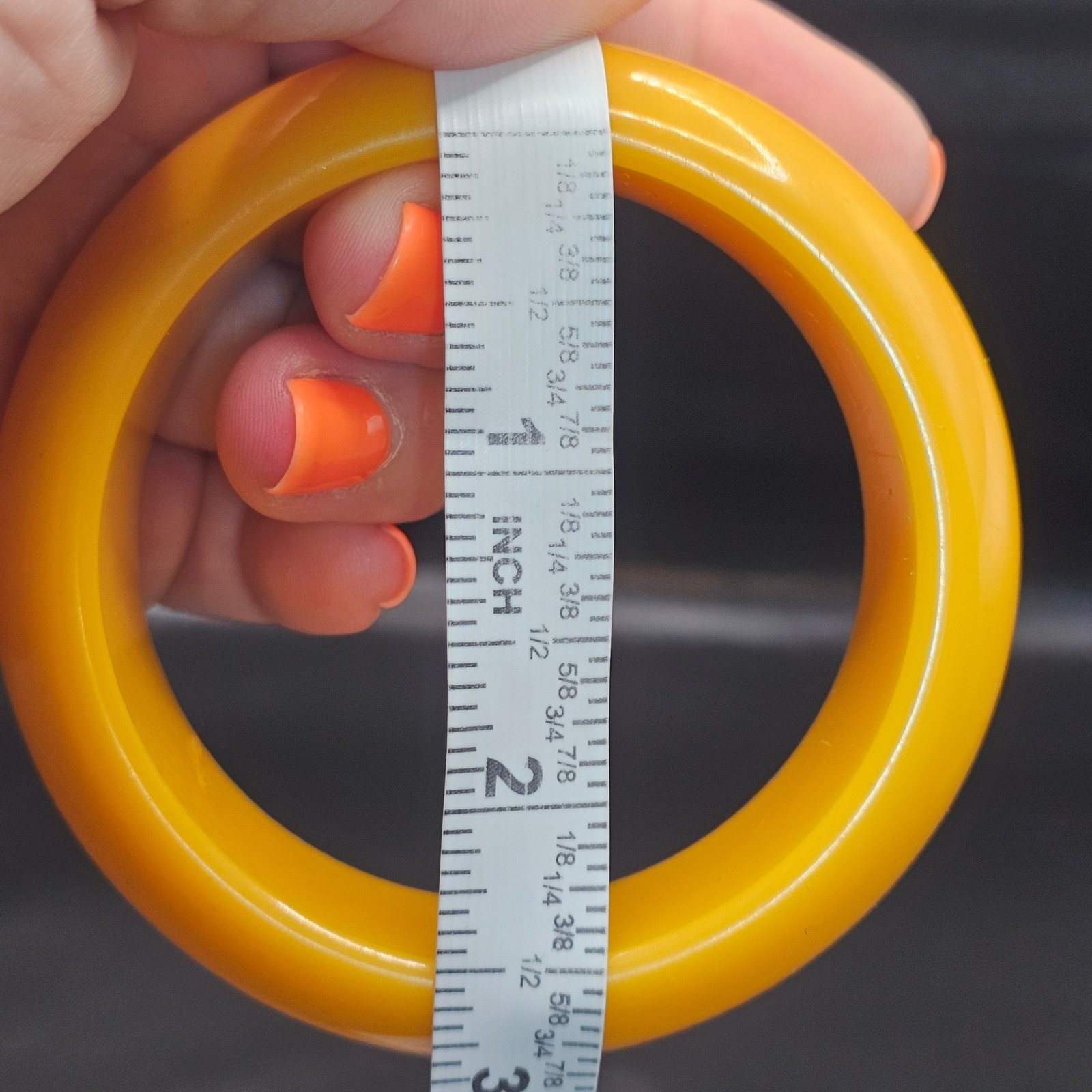 Vintage Egg Yolk Yellow Bakelite Bangle Bracelet Tested Chunky Dome 1″ Wide