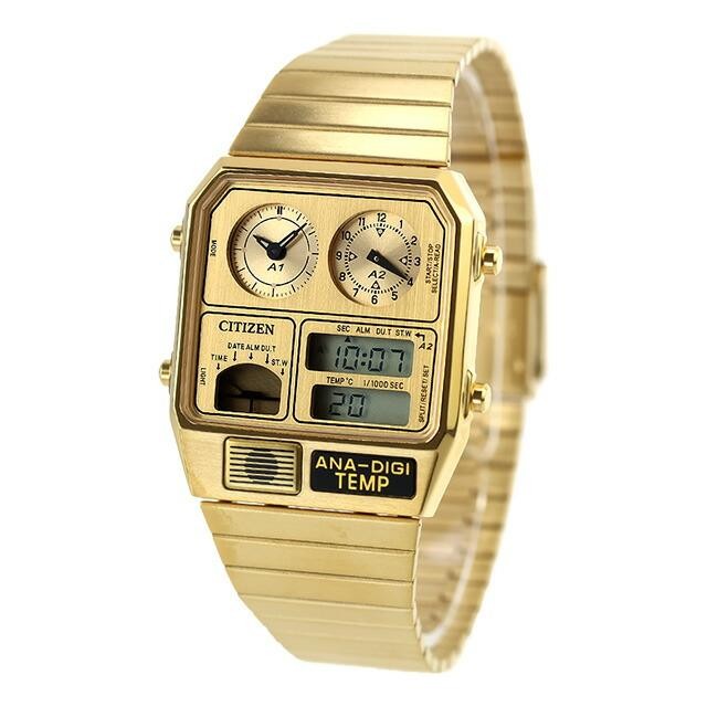 CITIZEN JG2103-56P Metallic Gold ANA-DIGI TEMP Analog Digital Vintage Watch Men