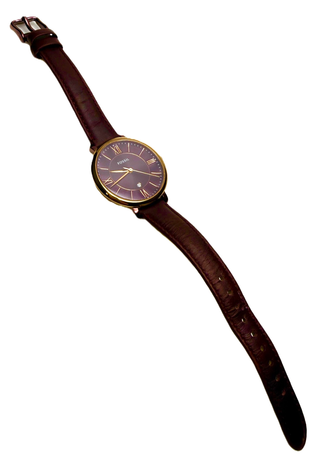 FOSSIL ES4099 JACQUELINE ROSE GOLD CORDOVAN BROWN LEATHER STRAP LADIES WATCH