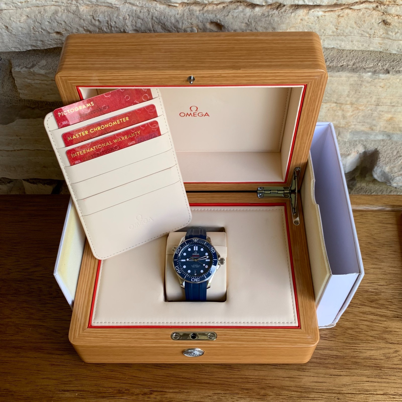 Omega Seamaster 300 Co-Axial Blue Dial Ref. 210.32.42.20.03.001 Box & Papers