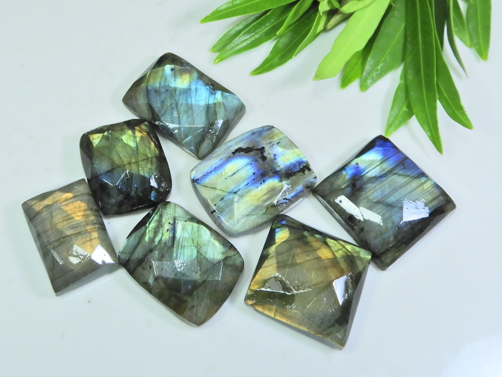 19X23-23X23MM Natural Checker Cut Labradorite Octagon Gemstone 7Pcs