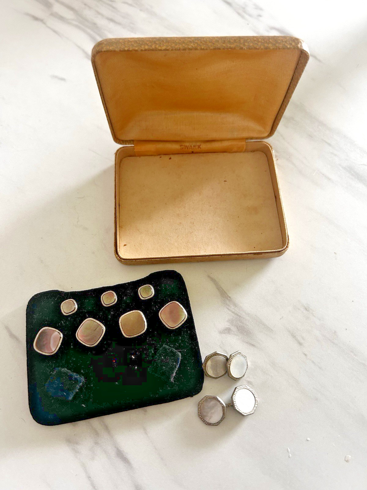 Vintage Krementz Art Deco Cufflink Tuxedo Set Formal Wear Mother of Pearl 1920s