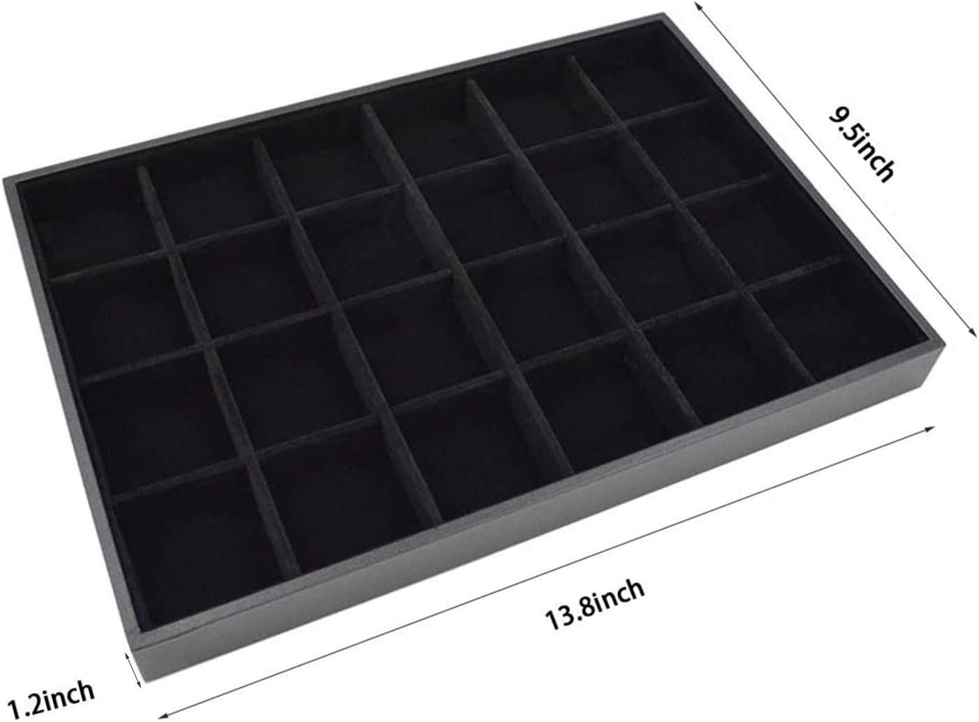 Black Velvet Stackable 24 Grid Jewelry Tray Showcase Display Organizer Holder…