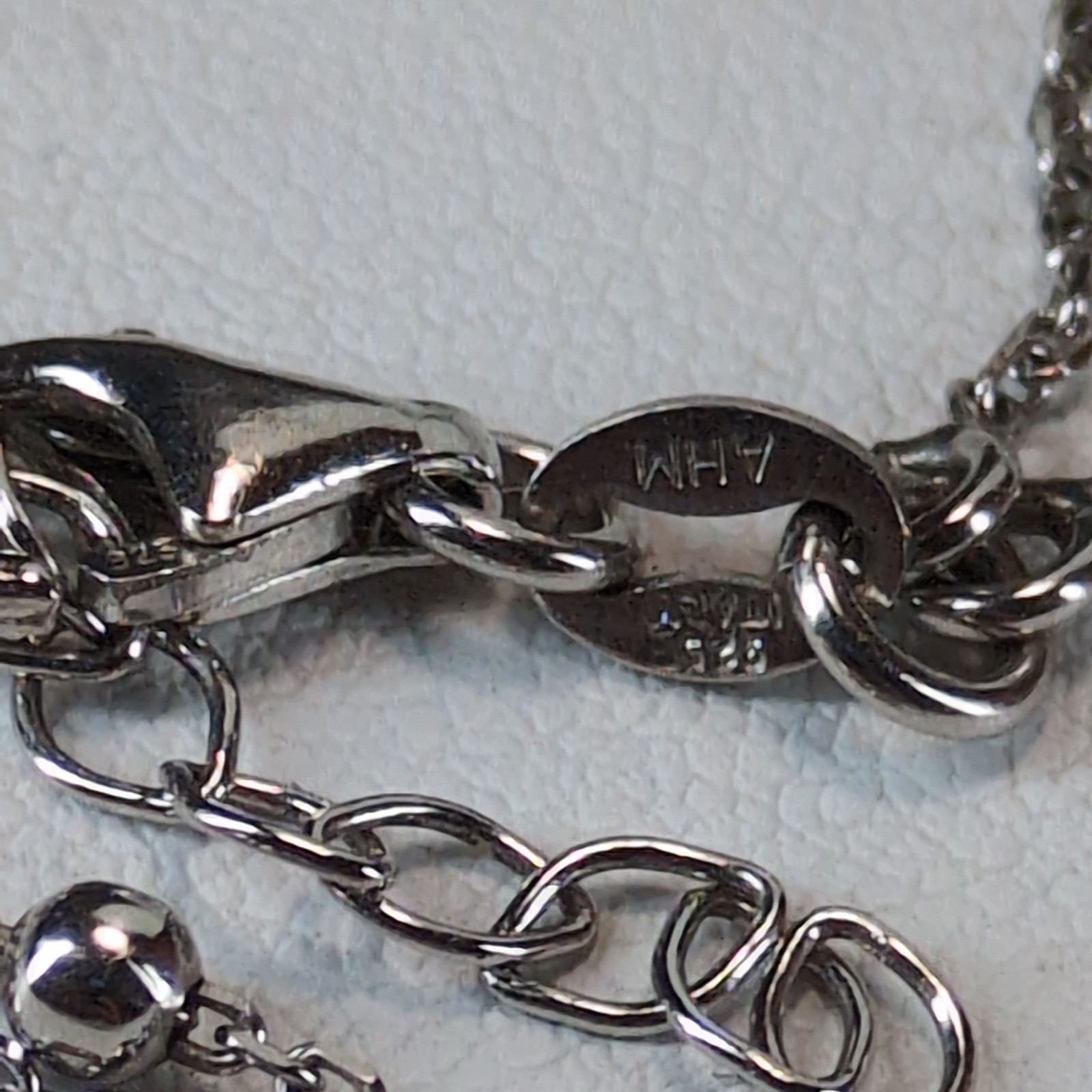 925 Sterling Silver Double Layer Ball Chain ID Tag Necklace 13″-15″ AHM Italy