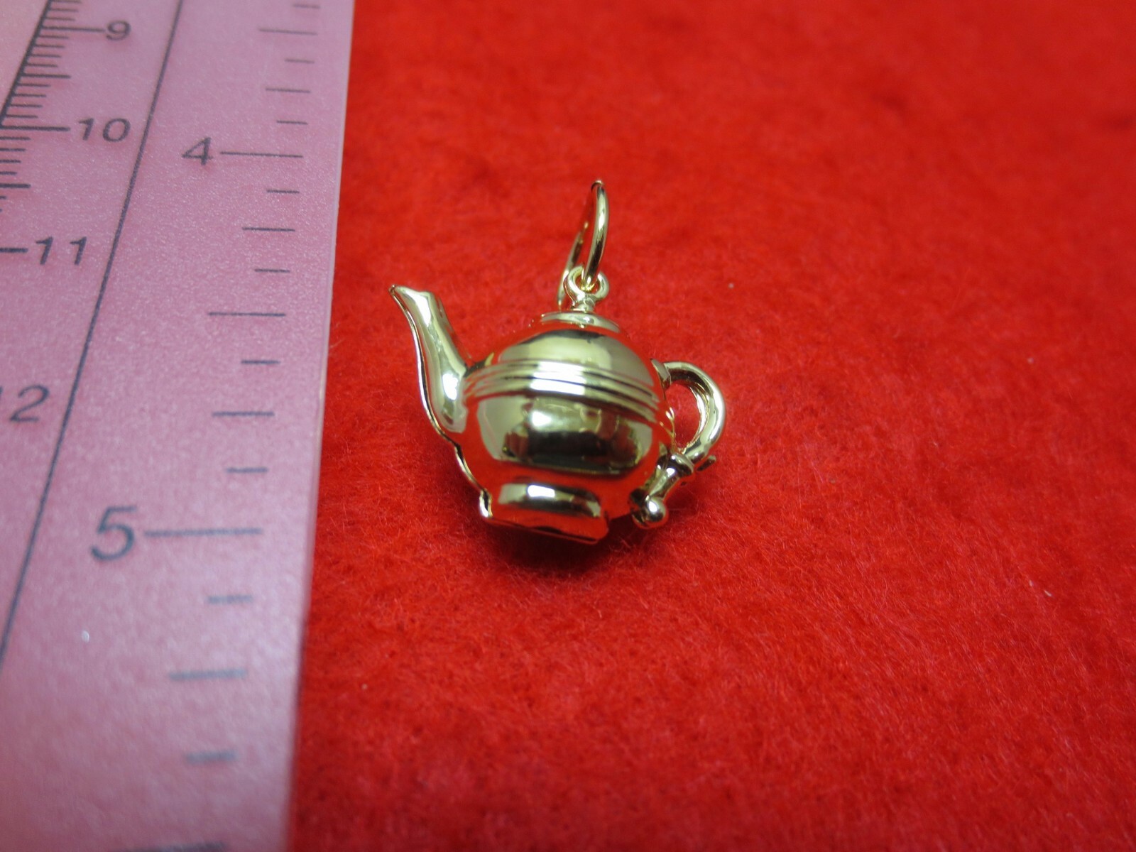 14 KT GOLD EP 3D 7/8ths INCH WIDE TEA POT 3D CHARM WITH 20″ ROPE CHAIN-A108