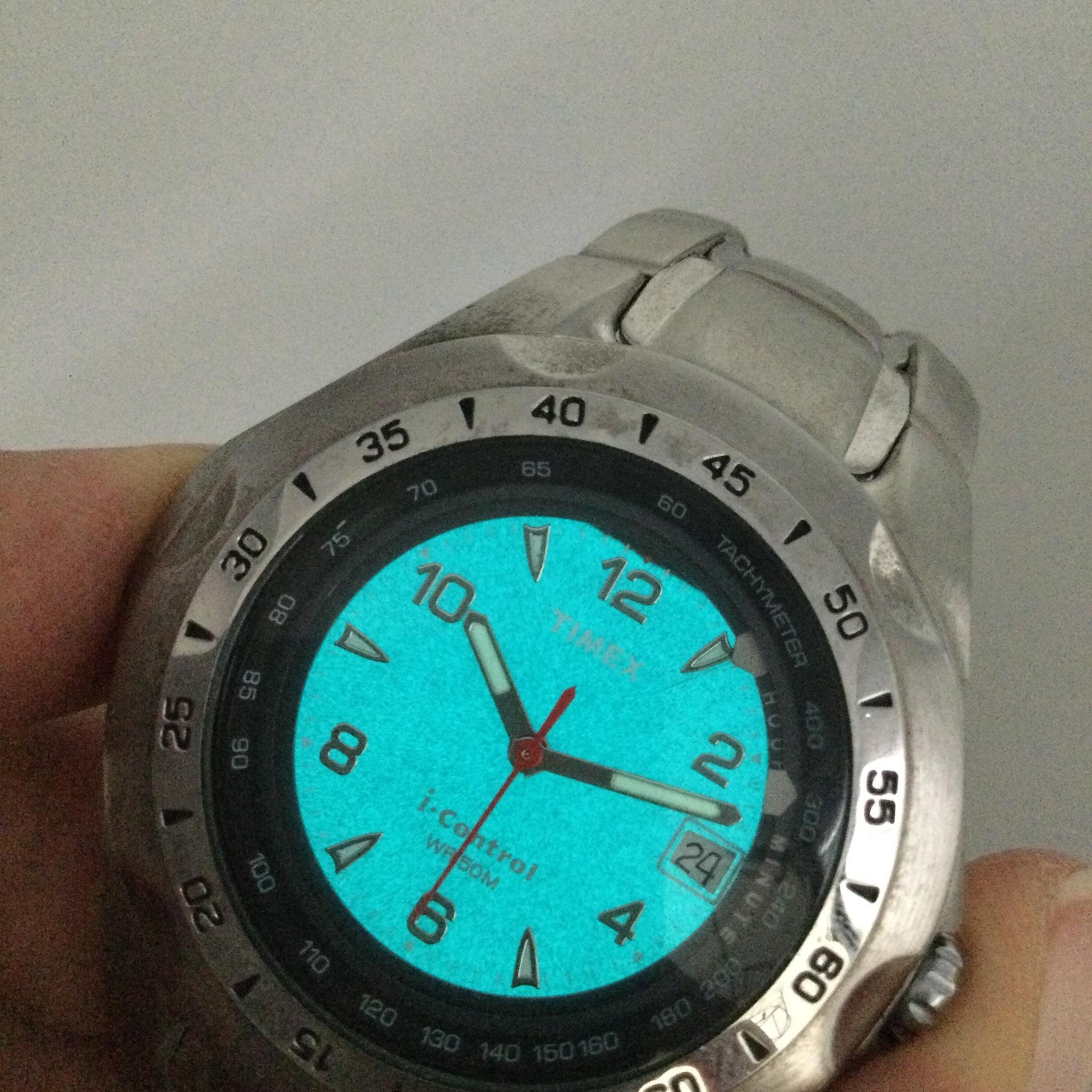 Timex I-Control Alarm Mens Watch 42mm Blue Dial Indiglo Date New Battery 8.25″