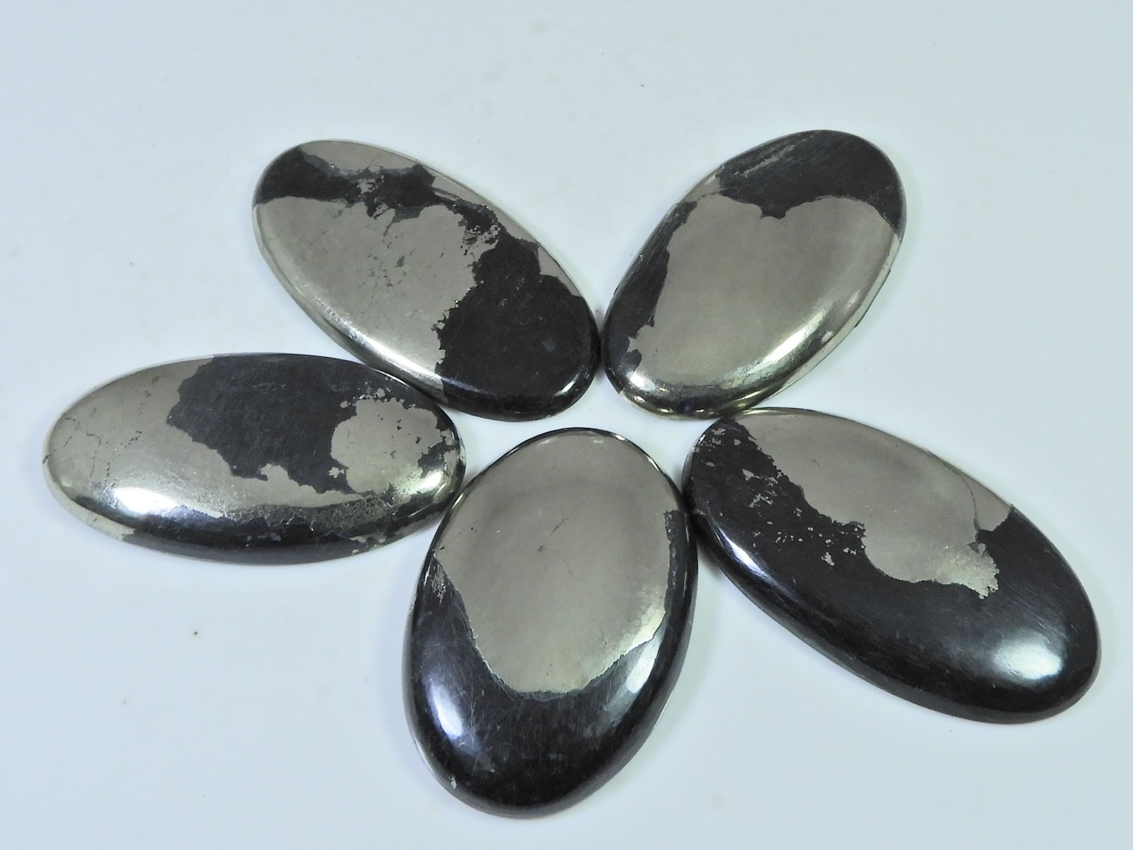 370Cts. Natural Apache Gold Pyrite Oval Cabochon Loose Gemstone 05 Pcs Lot t725